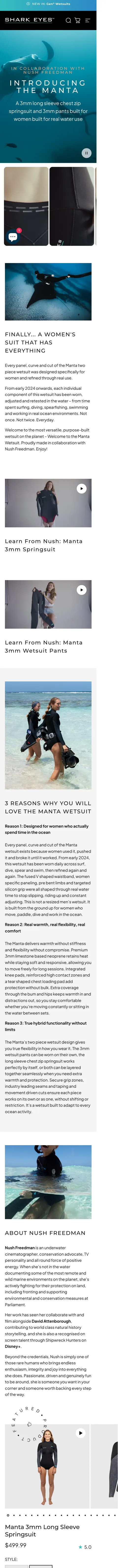Shark Eyes Manta landing page on mobile