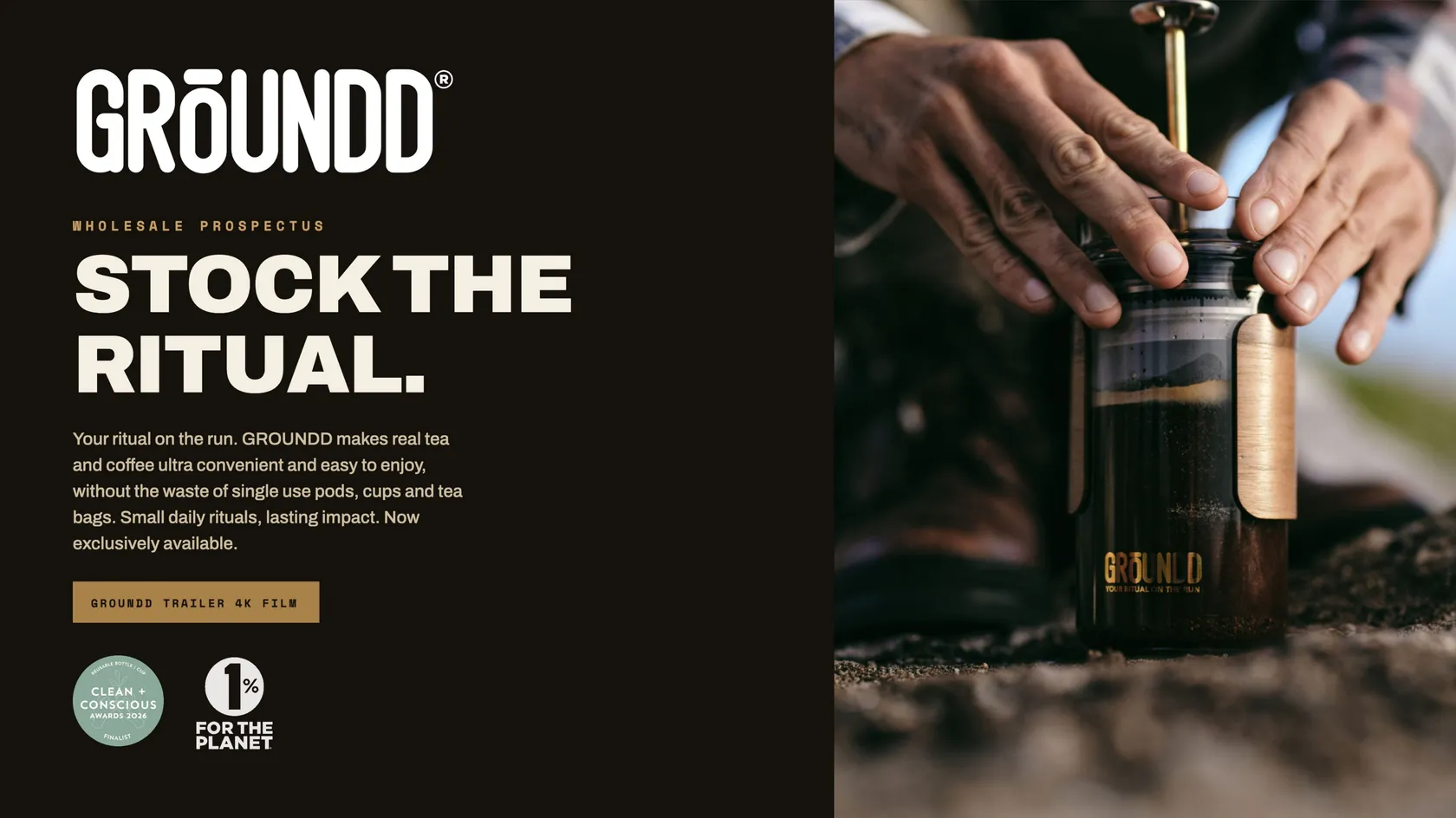 Cover of the GROUNDD wholesale prospectus, Stock the Ritual, a Margaret River tea and coffee brand